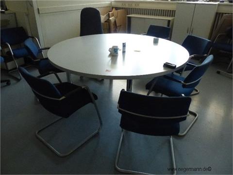 Büroinhalt bestehend aus:   1 runder Tisch (Aufbau: Metall/Holz, Ø: ca. 1800 mm),